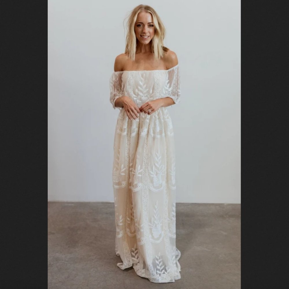 NWT Baltic Born Leon White off the shoulder Maxi s